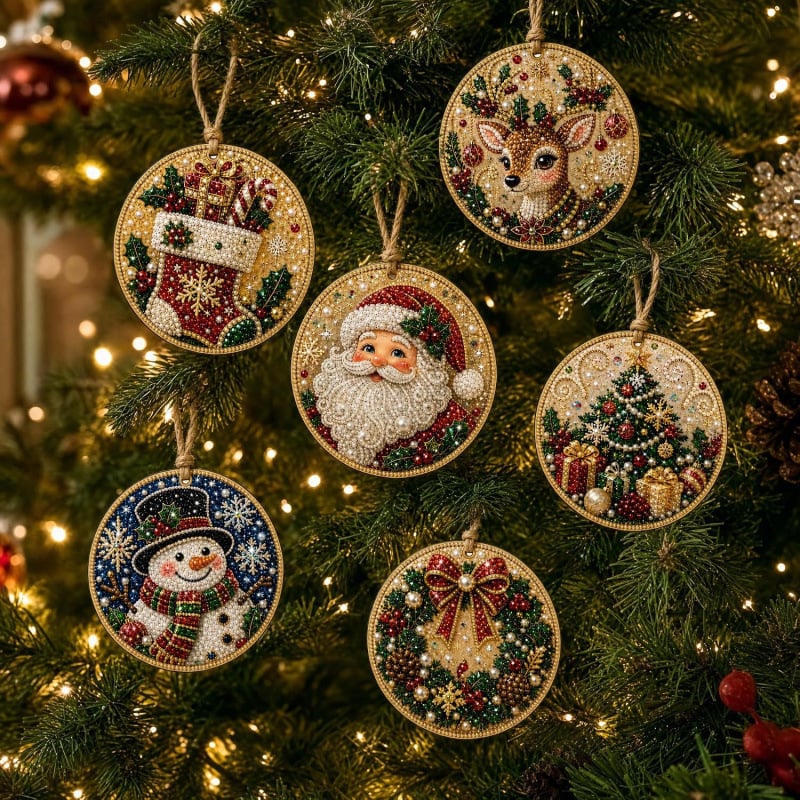 Christmas DIY Diamond Painting Ornaments Kit – Xmas Tree Hanging Craft Decoration