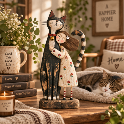 Girl & Her Best Friend Folk Art Figurine