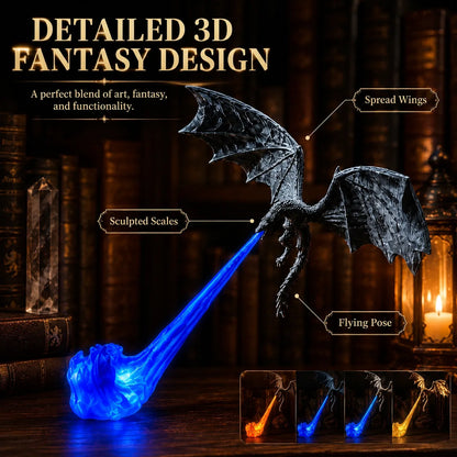 🐉 Dragon Bookshelf Nook Light — 3D Fire-Breathing Fantasy Shelf Decor 🔥