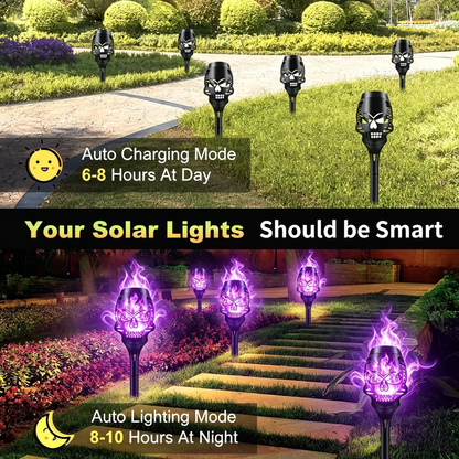 🔥Halloween Solar-Powered Skull Flame Lights💀