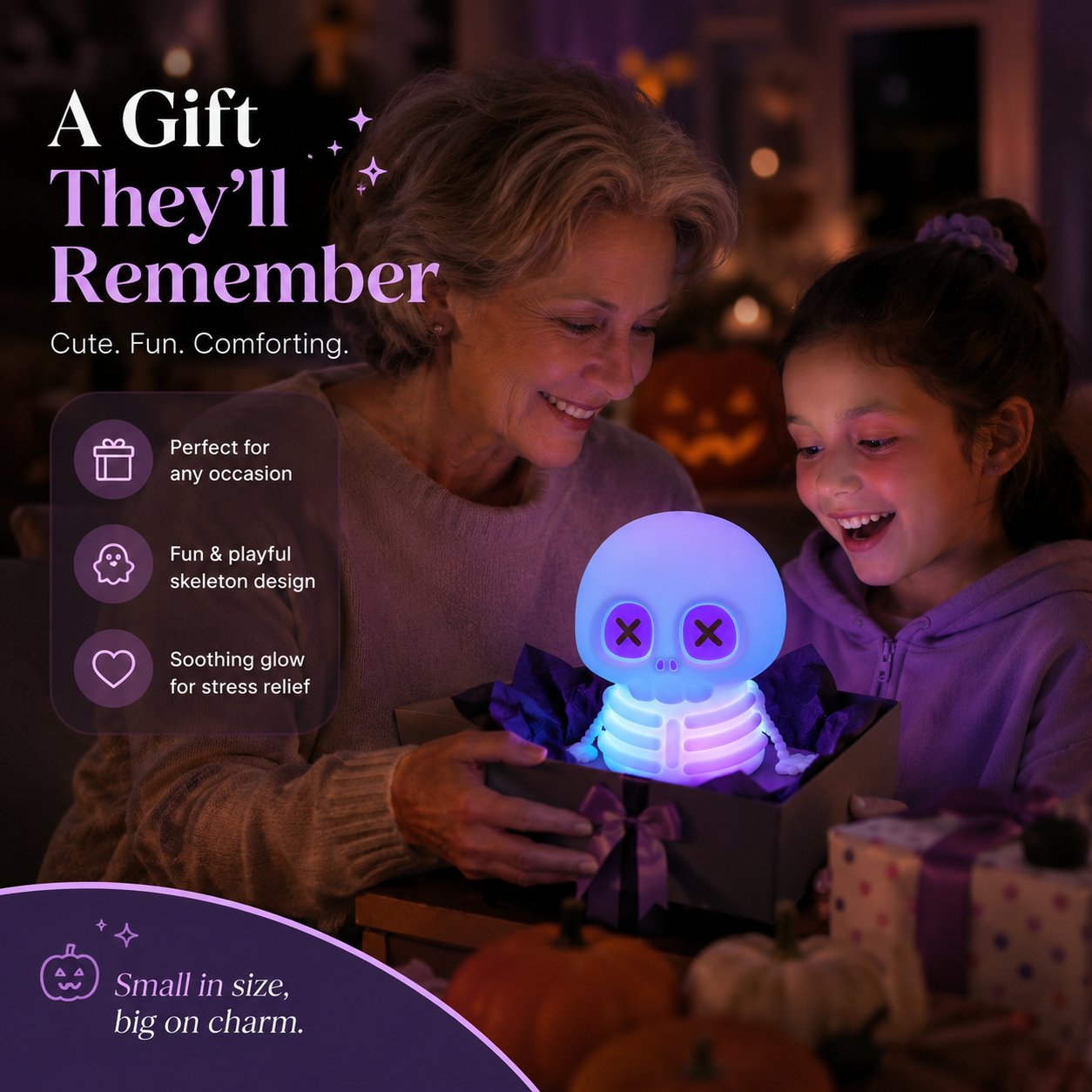 💀Charming Silicone Skeleton Color Changing Bedside Night Light