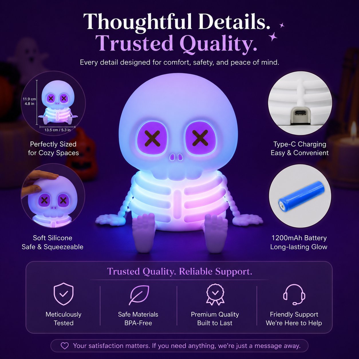💀Charming Silicone Skeleton Color Changing Bedside Night Light