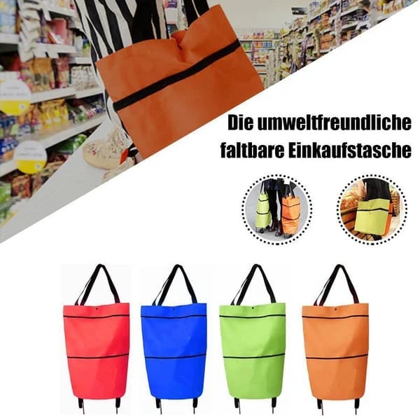 🛍️2-in-1 Foldable Shopping Cart  – Carry More, Roll Easier