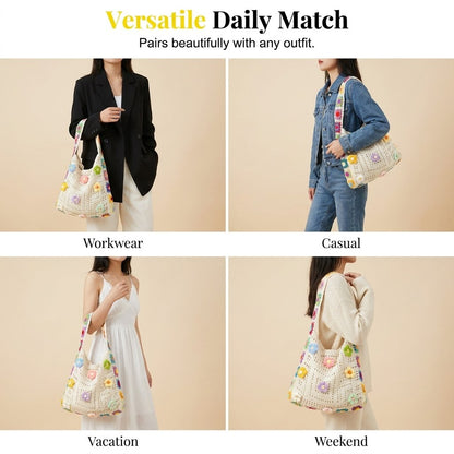 🌼Bohemian Ethnic Crochet Woven Bag, Spacious & Multi-use