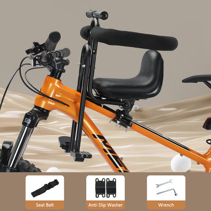 🚲Front Mounted Kids Bike Seat – Adjustable, Foldable, High-Carbon Steel Frame ✨
