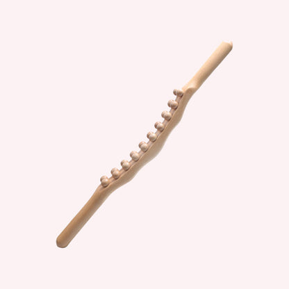 Massagestav i bokträ | Dubbel rad med kulor för magmassage och öppning av meridianerna