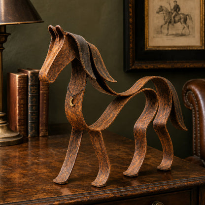🐎Vintage Sculptural Ribbon Metal Horse Decor