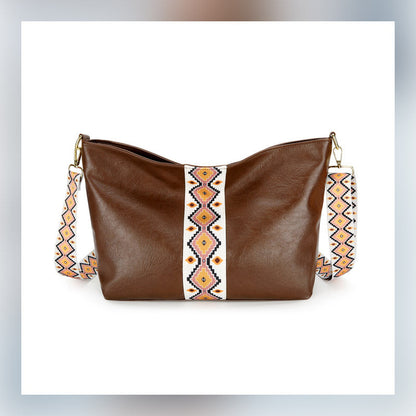 Boho Retro Colorblock Fashion Tote Crossbody-väska