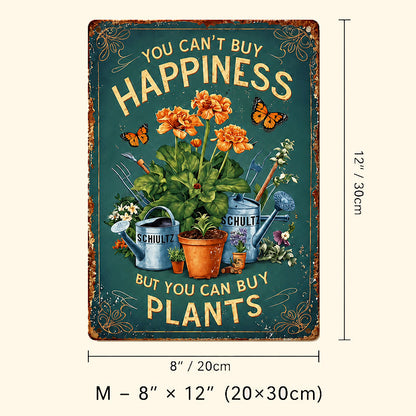 🌿Vintage "You Can't Buy Happiness But You Can Buy Plants" Garden Metal Sign
