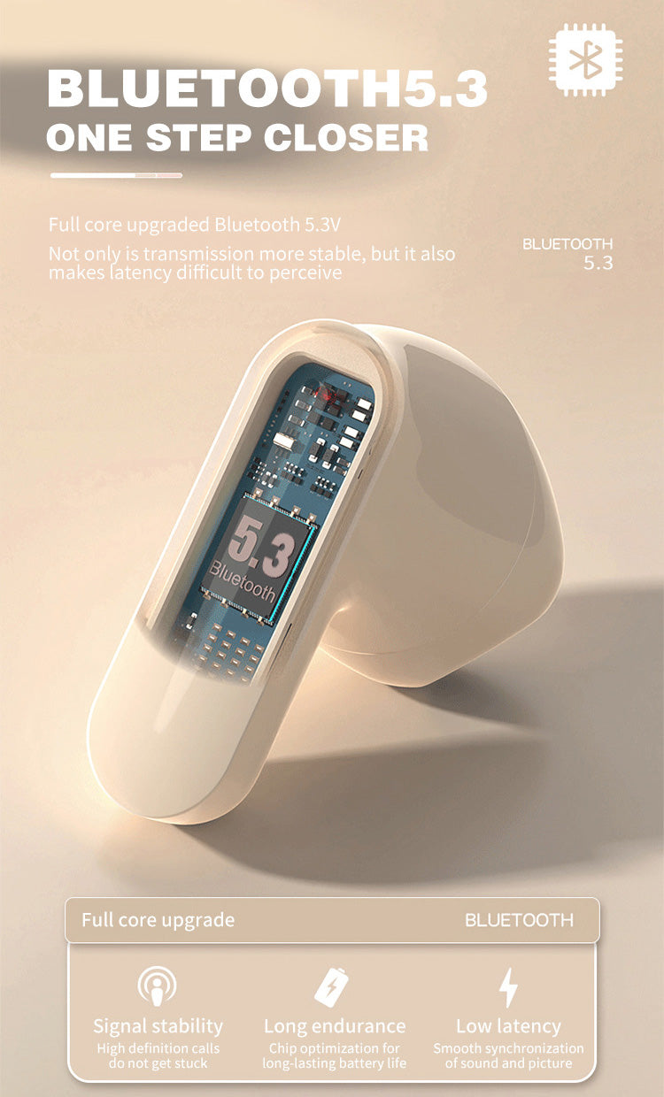 Smarta Bluetooth-hörlurar med stor skärm och slider