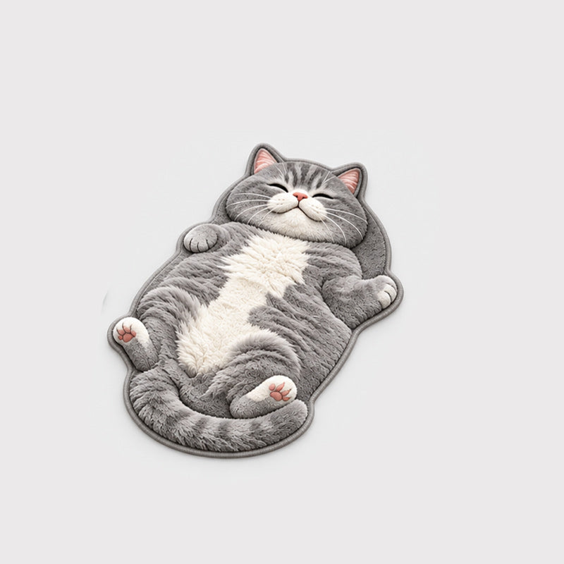 🐱Chubby tabby cat-shaped rug 🤎
