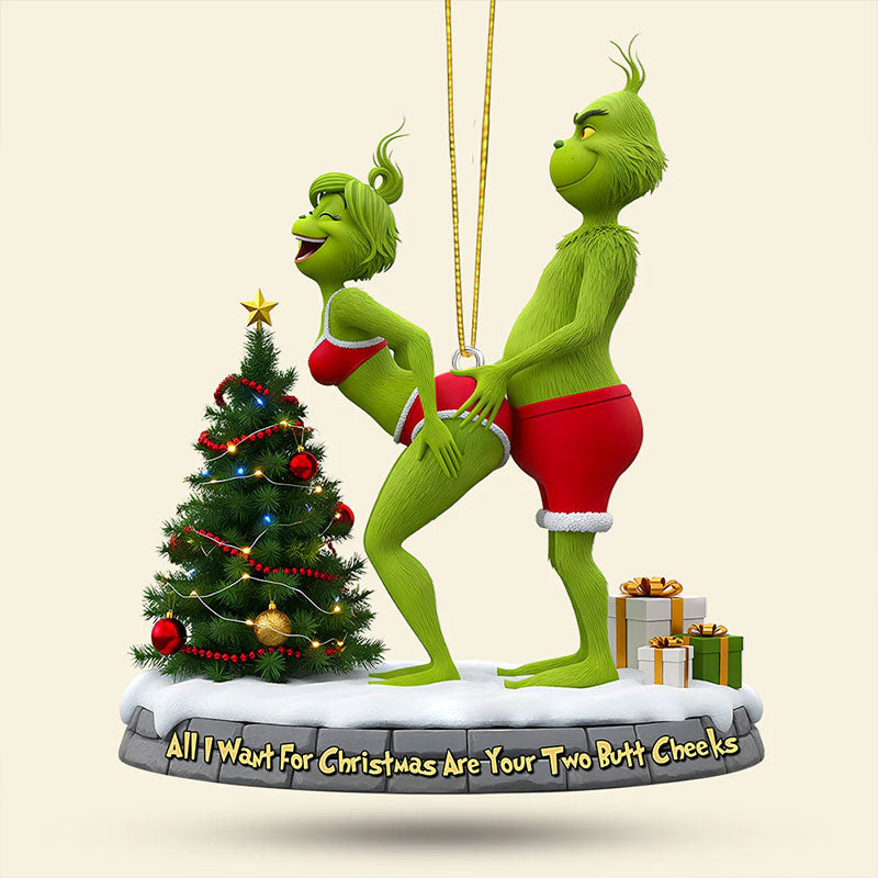🎄 Styggt Grönt Par Julgranskulor – Julklapp 💚