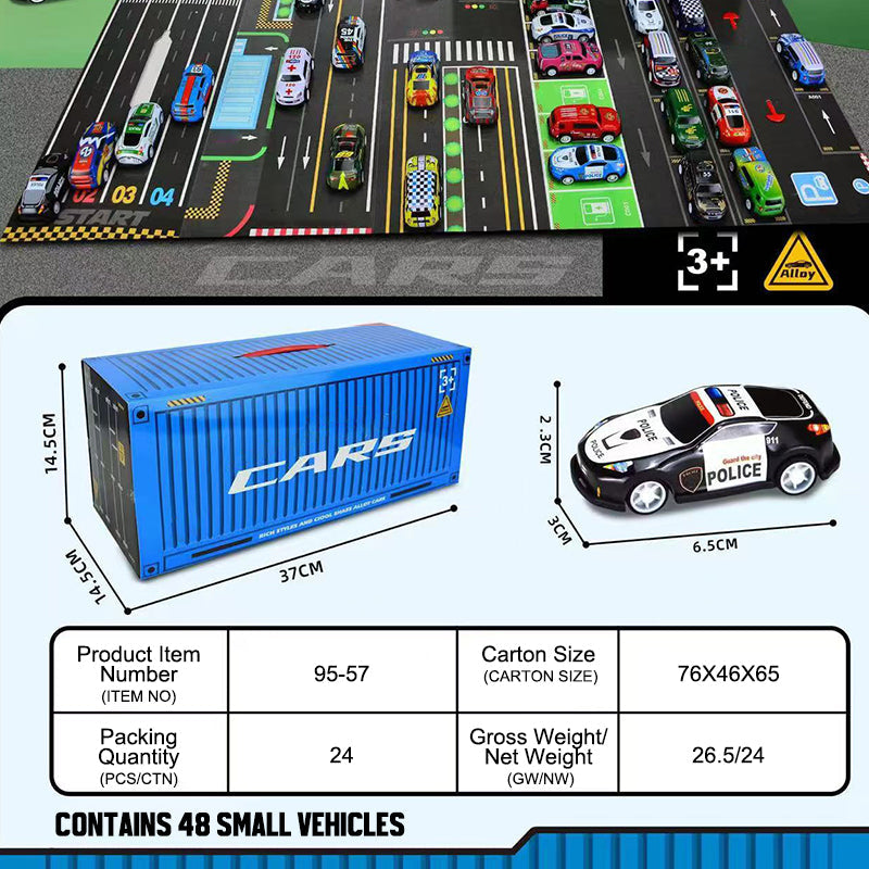 Presentset, inklusive mini-behållare för bilar med utdragbar baksida 🚗🎁