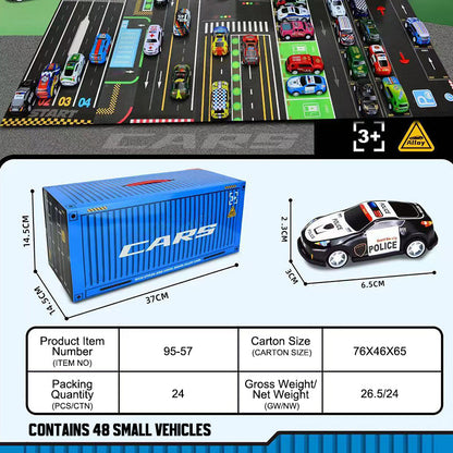Presentset, inklusive mini-behållare för bilar med utdragbar baksida 🚗🎁