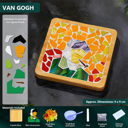 🎨DIY Mosaic Coaster Set – World-Famous Paintings Series: Handcrafted Creative Decal Artwork