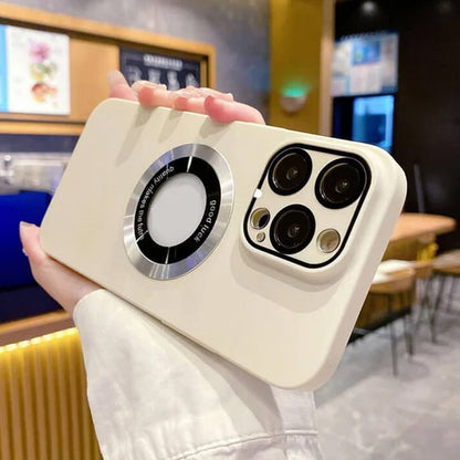 Mobilskal Allt-i-ett Linsfilm Läckagetikett Magnetiskt sug Frostat Komplett paket Skyddshölje