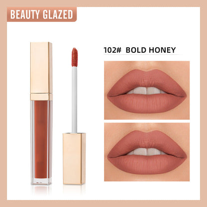 ✨ Guldpläterad matt läppglans i fyrkantig flaska —— Stråla av självförtroende, framhäv din charm! 💋