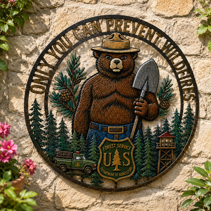 🐻Bear Wall Decor with "Only You Can Prevent Wildfires" Theme🪓