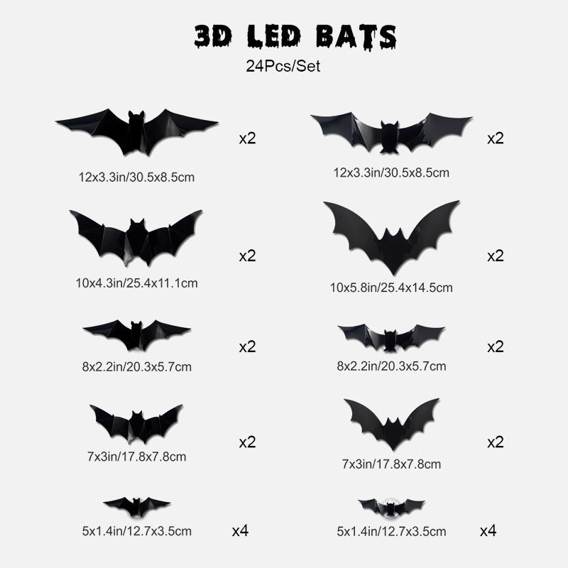 🦇 Halloween 3D Lighted Bats