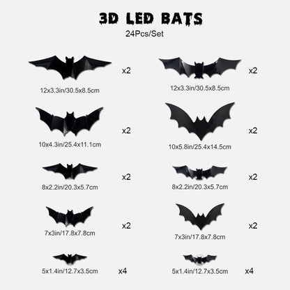 🦇 Halloween 3D Lighted Bats