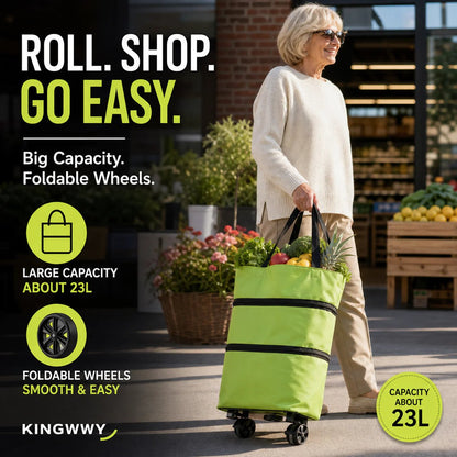 🛍️2-in-1 Foldable Shopping Cart  – Carry More, Roll Easier