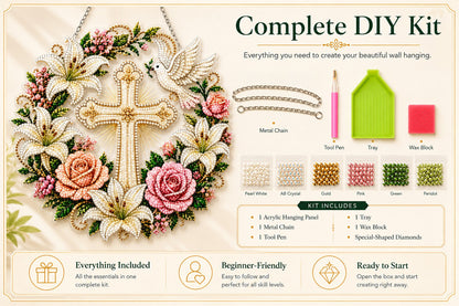 ✝️🕊️Christian Cross & Dove Diamond Art Hanging Ornament Kit