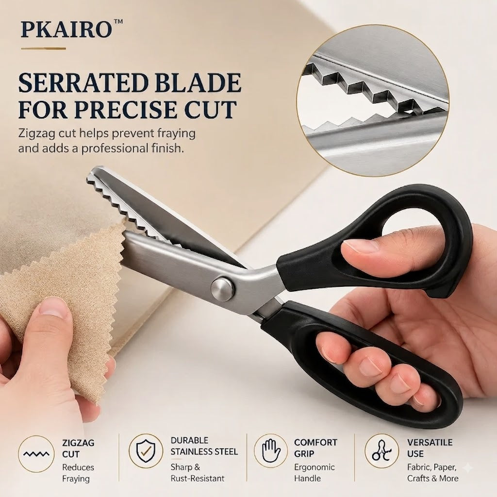 ✂️Multipurpose Pinking Shears Serrated Scissors✨Sharp Zigzag Edge Fray-Free Scissors for Sewing & DIY Crafts