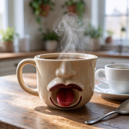 Quirky abstract tongue ceramic mug