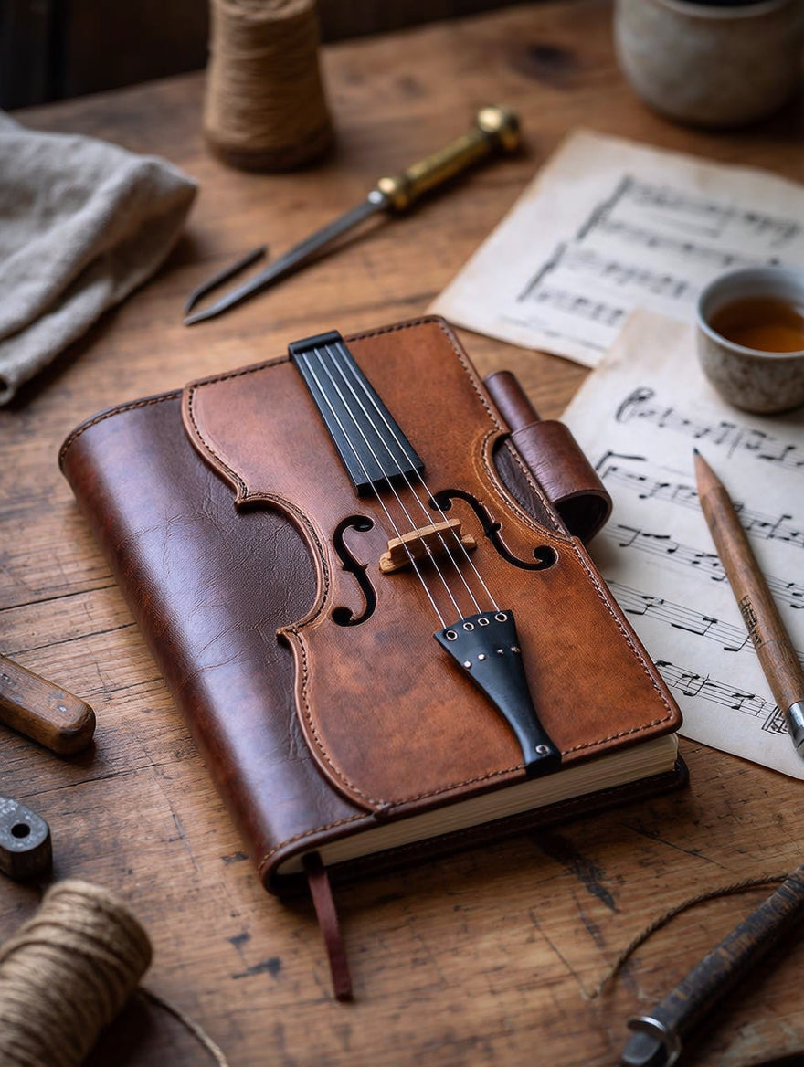 🎻Vintage Violin Leather Notebook - Retro Lined Journal for Writing, Musical Gift for Musicians, Music Teachers & Music Lovers(Buy 2 Free Shipping)