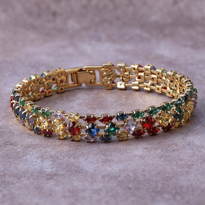 🌈Luxurious bracelet with coloured zirconia stones💞May your life be as colourful as a rainbow