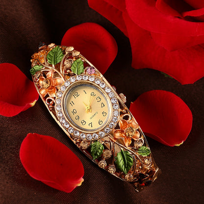 ⌚Vintage-style Elegant Cloisonné Ladies’ Bracelet Watch – A Blossoming Display ✨