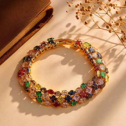 🌈Luxurious bracelet with coloured zirconia stones💞May your life be as colourful as a rainbow