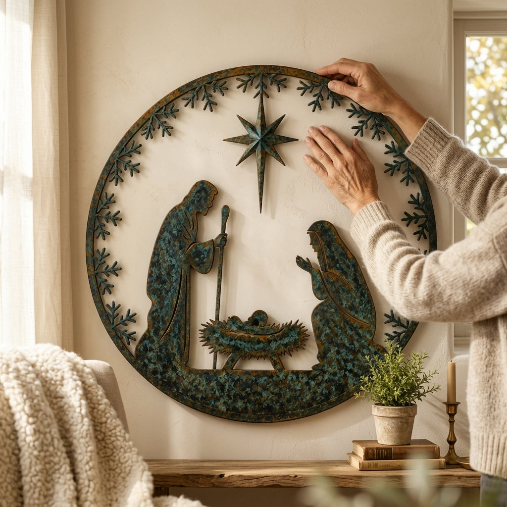Nativity Scene Christmas Metal Wall Decoration