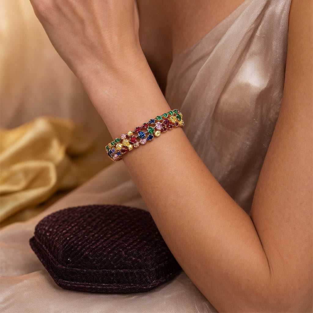 🌈Luxurious bracelet with coloured zirconia stones💞May your life be as colourful as a rainbow