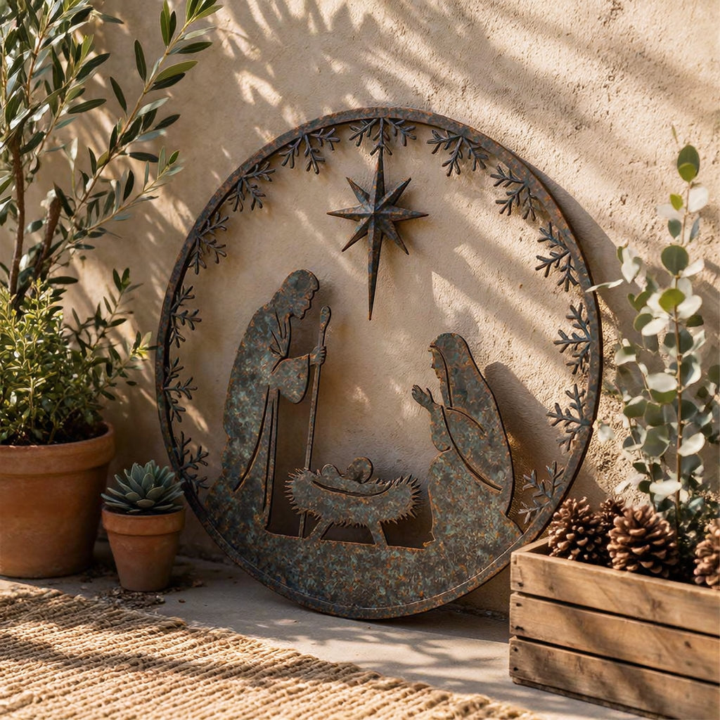 Nativity Scene Christmas Metal Wall Decoration
