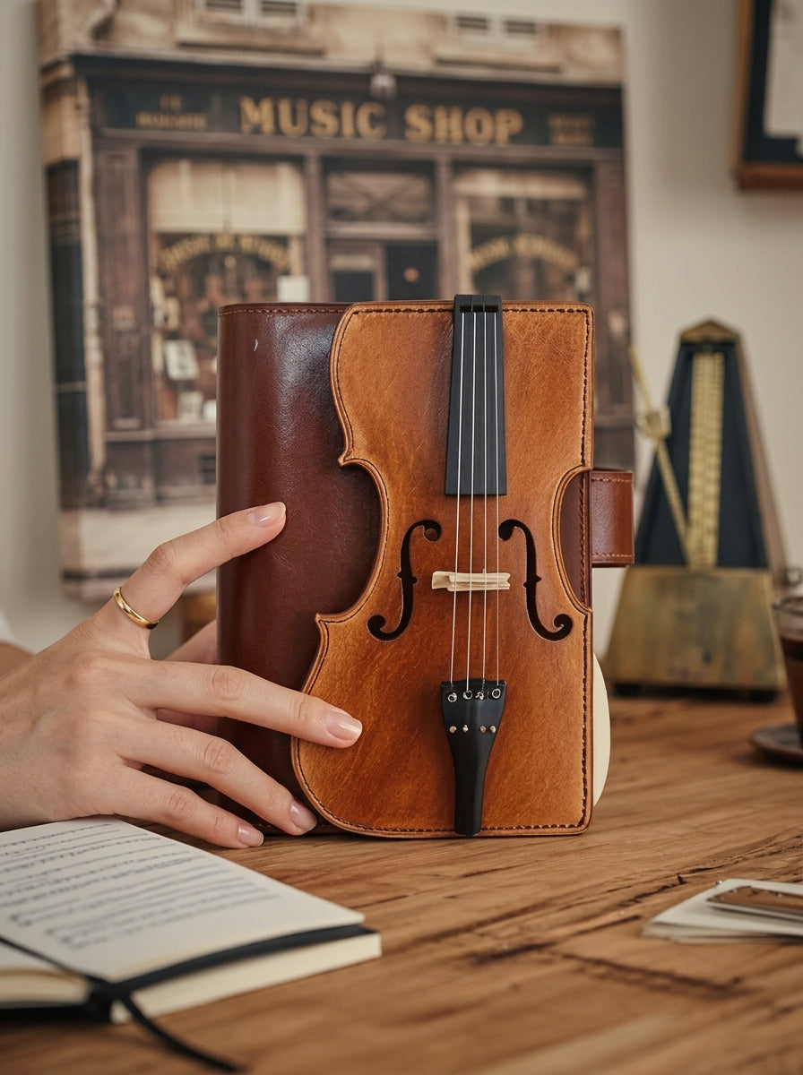 🎻Vintage Violin Leather Notebook - Retro Lined Journal for Writing, Musical Gift for Musicians, Music Teachers & Music Lovers(Buy 2 Free Shipping)