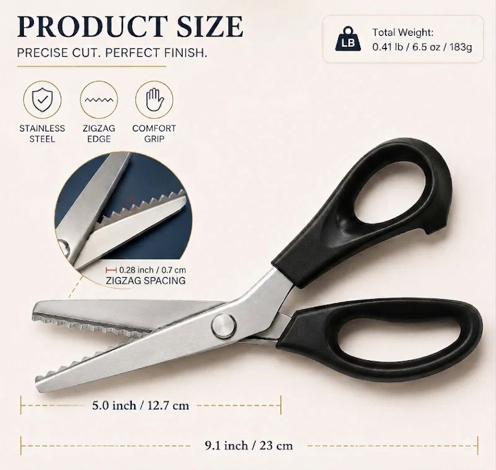 ✂️Multipurpose Pinking Shears Serrated Scissors✨Sharp Zigzag Edge Fray-Free Scissors for Sewing & DIY Crafts