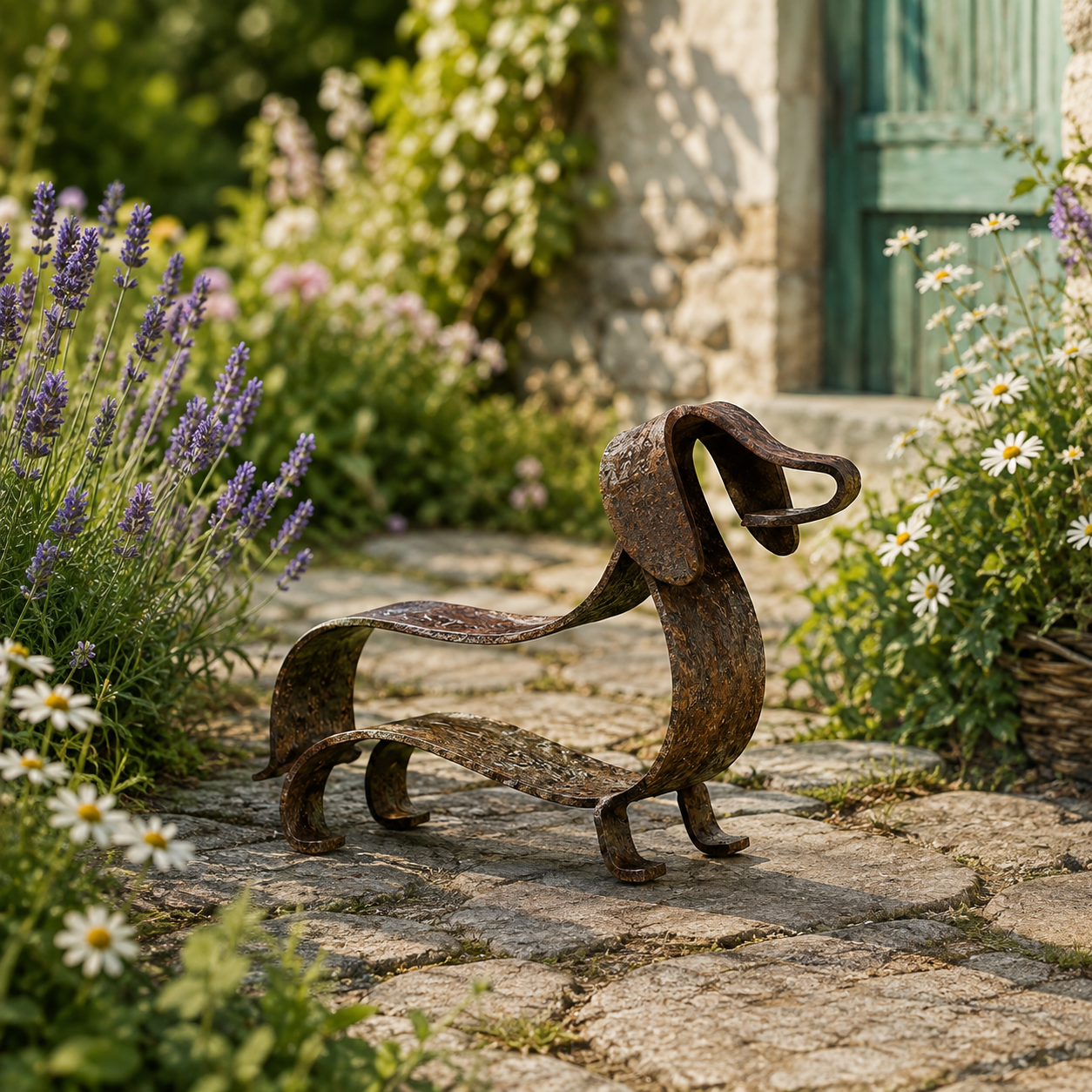 Rustic Dachshund Metal Sculpture