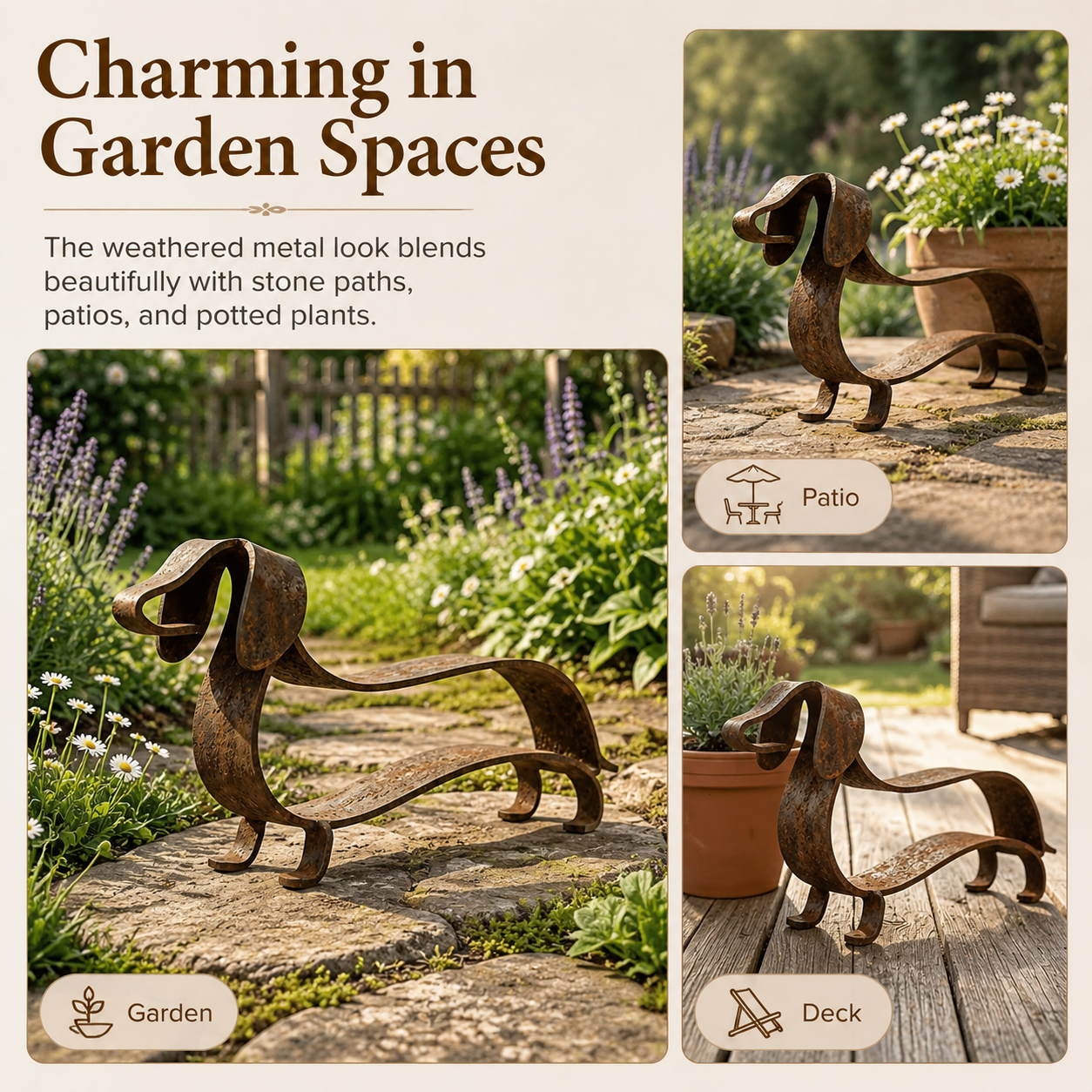 Rustic Dachshund Metal Sculpture