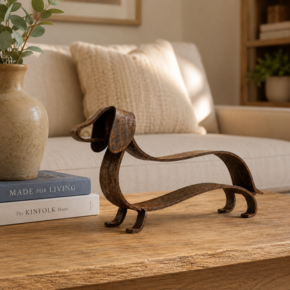 Rustic Dachshund Metal Sculpture