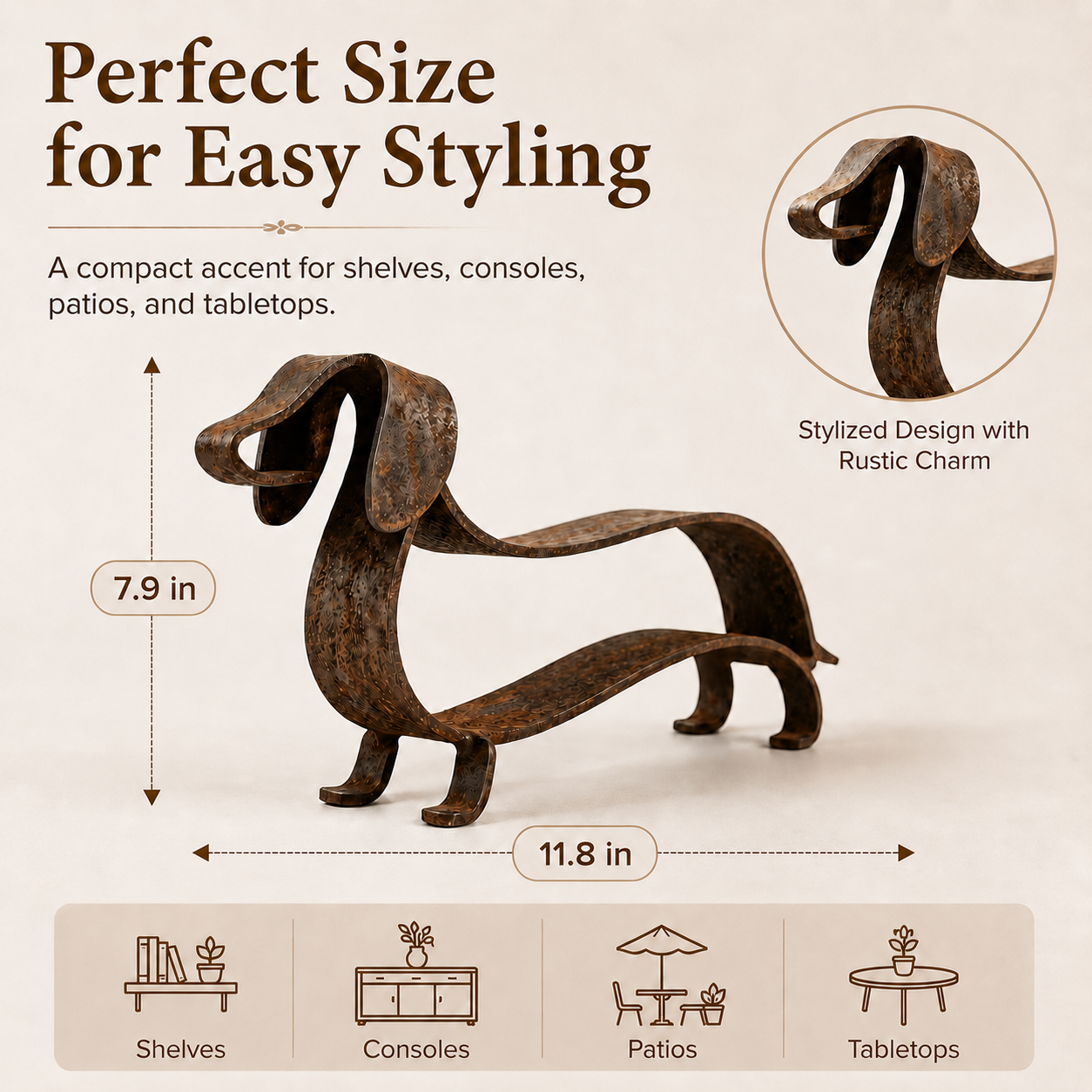Rustic Dachshund Metal Sculpture