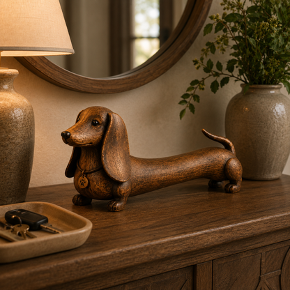 🐾Vintage Dachshund Figurine Rustic Wooden Dog Statue Decor for Dog Lovers