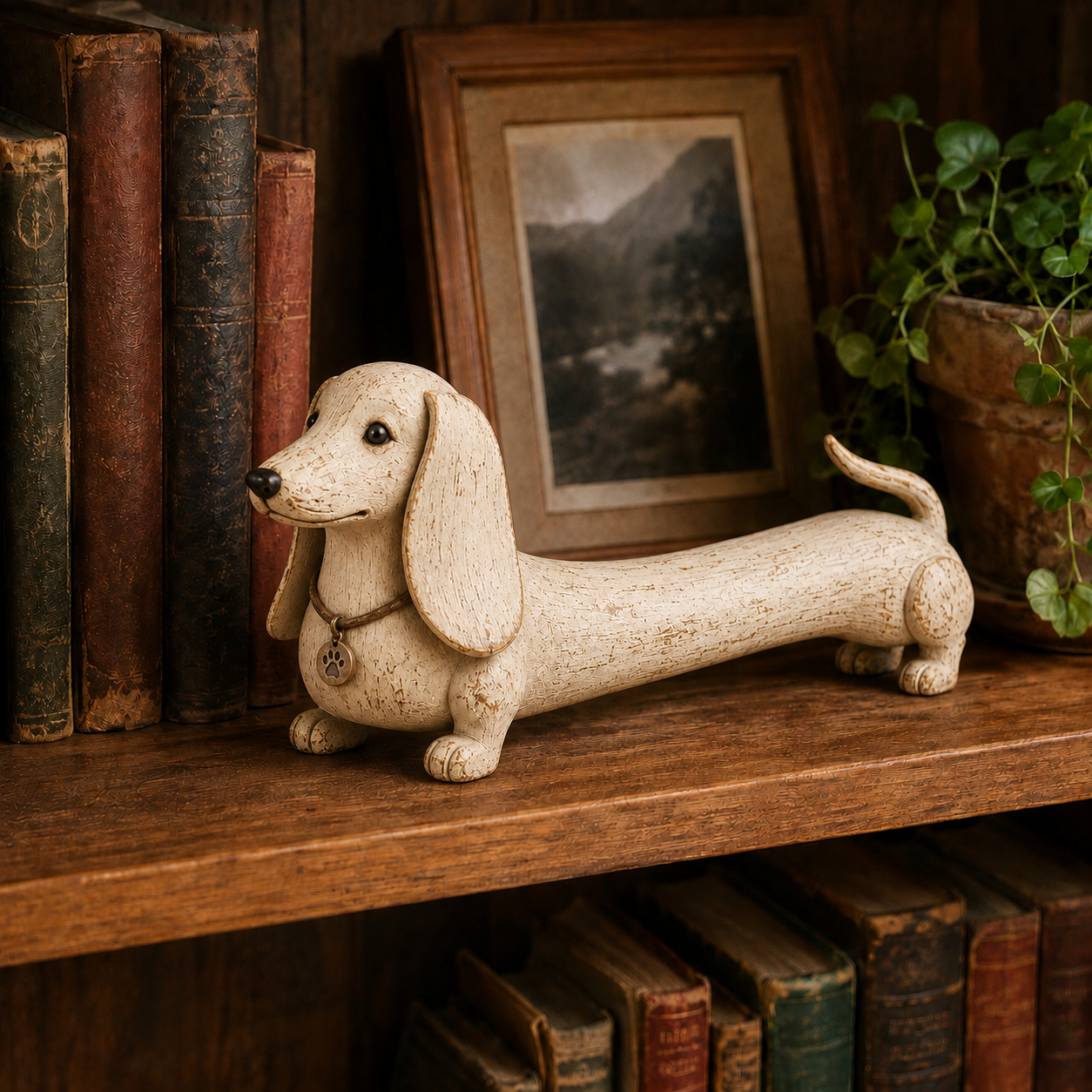🐾Vintage Dachshund Figurine Rustic Wooden Dog Statue Decor for Dog Lovers