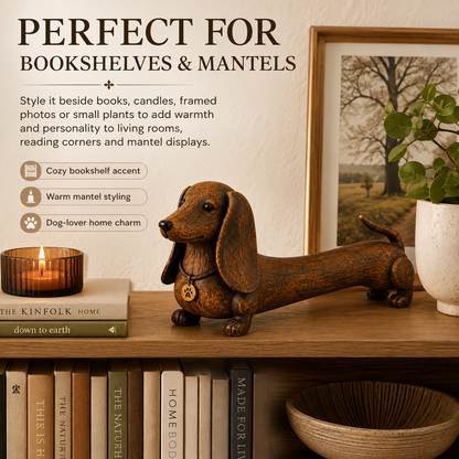 🐾Vintage Dachshund Figurine Rustic Wooden Dog Statue Decor for Dog Lovers