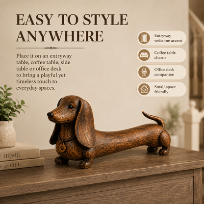 🐾Vintage Dachshund Figurine Rustic Wooden Dog Statue Decor for Dog Lovers
