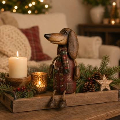 🏡Vintage Christmas Dachshund Shelf Sitter
