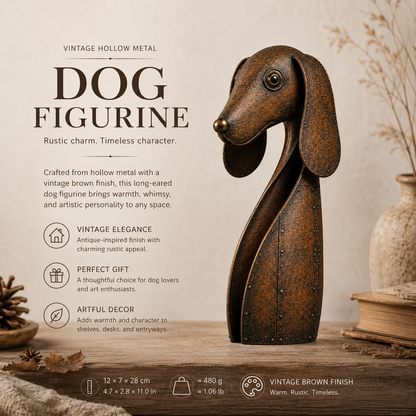 🐕Vintage Brown Hollow Metal Dog Figurine