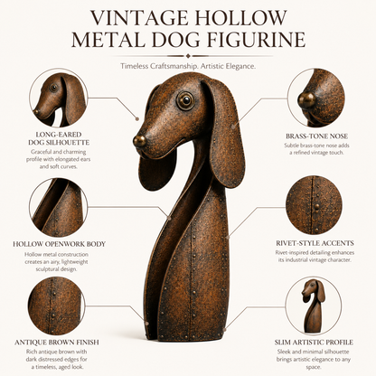 🐕Vintage Brown Hollow Metal Dog Figurine