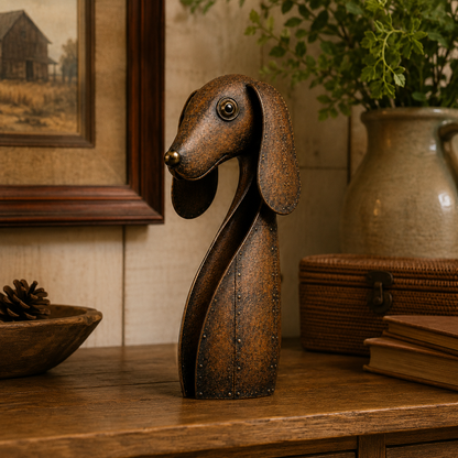 🐕Vintage Brown Hollow Metal Dog Figurine