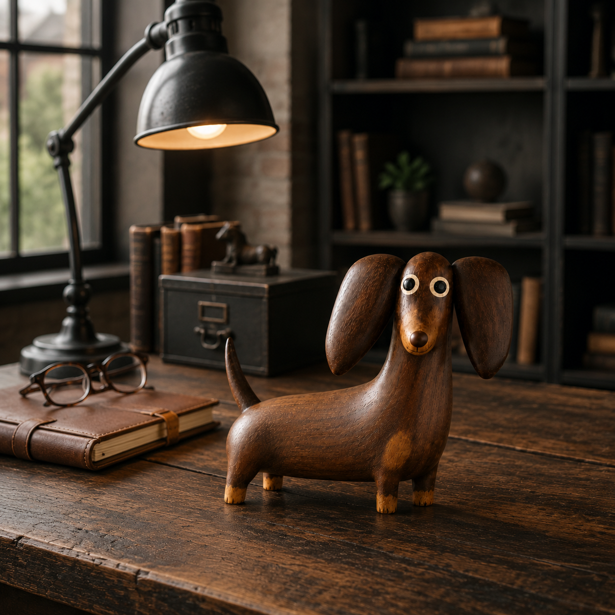 💡Whimsical Wood-Look Dachshund Sculpture